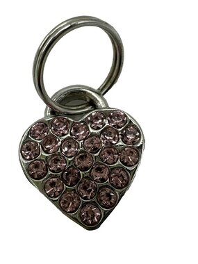 Rhinestone Heart-Shaped Necklace Pendant Silver Tone Pink 1/4" Valentine's Cute